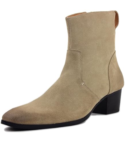 Amazon.com | OSSTONE Men Chelsea Ankle Boots Leather Microfiber